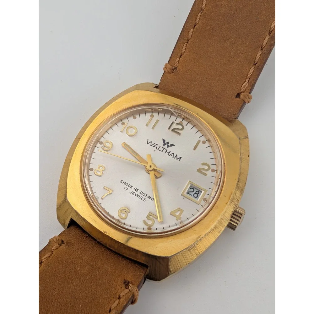 Vintage Waltham 17 Jewels Manual Wind Watch 38mm Cushion Case- Working